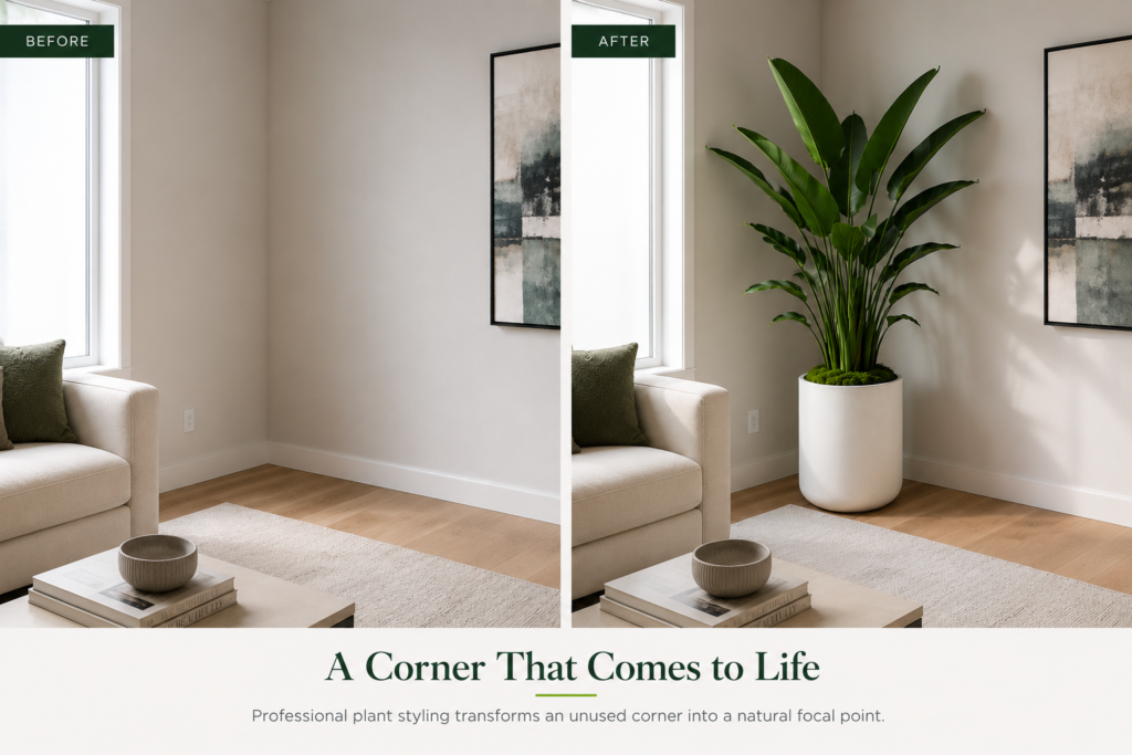 PLANTSPHERE BEFORE AND AFTER EMPTY SPACE INTERIOR PLANT CARE