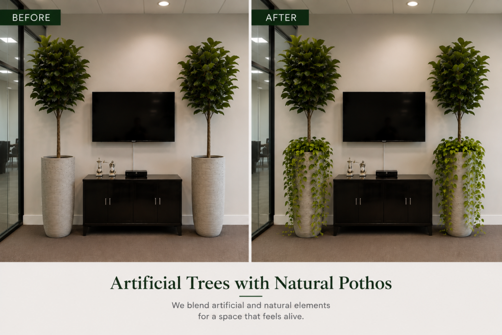 artifical and natural plants blended smilein plants